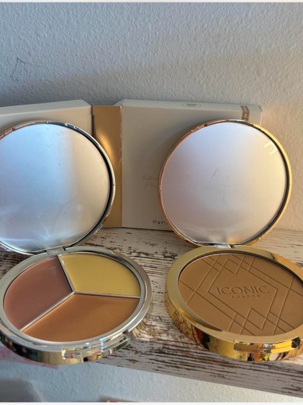 ICONIC London Cream highlighter Trio & Warm Bronzer Compact - Yellow/Tan/Brown